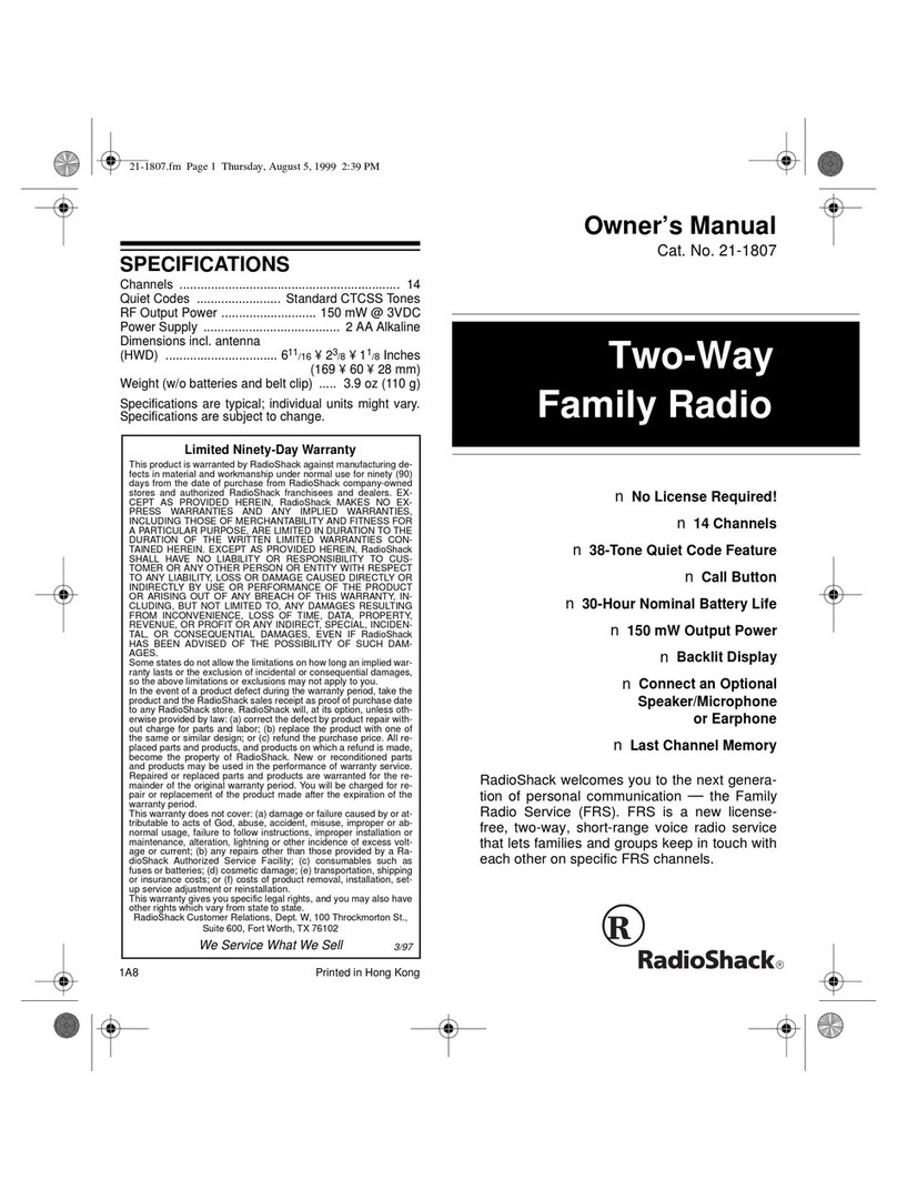 Radio Shack Two-Way Family Radio User manual