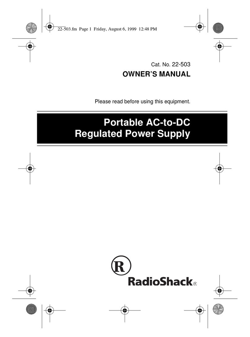 Radio Shack Portable AC-to-DC Regulated Power Supply User manual