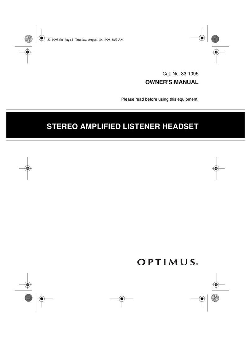 Optimus STEREO AMPLIFIED LISTENER HEADSET owner's manual