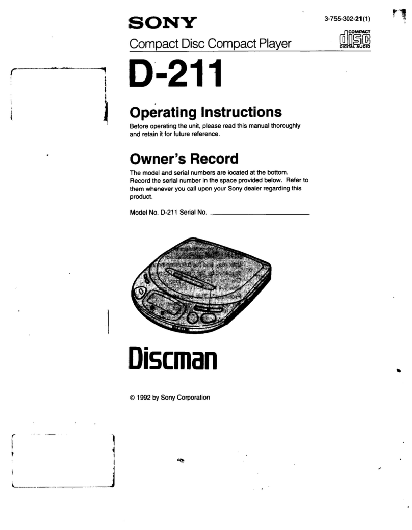 Sony Discman D-211 User manual