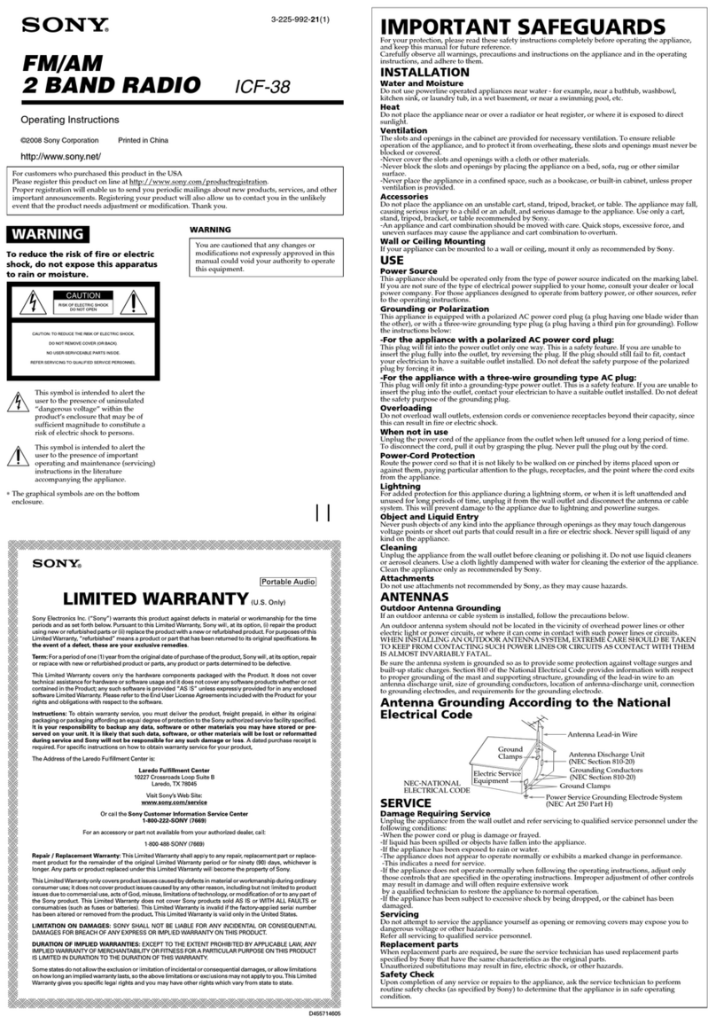 Sony Ericsson ICF-38 operating instructions