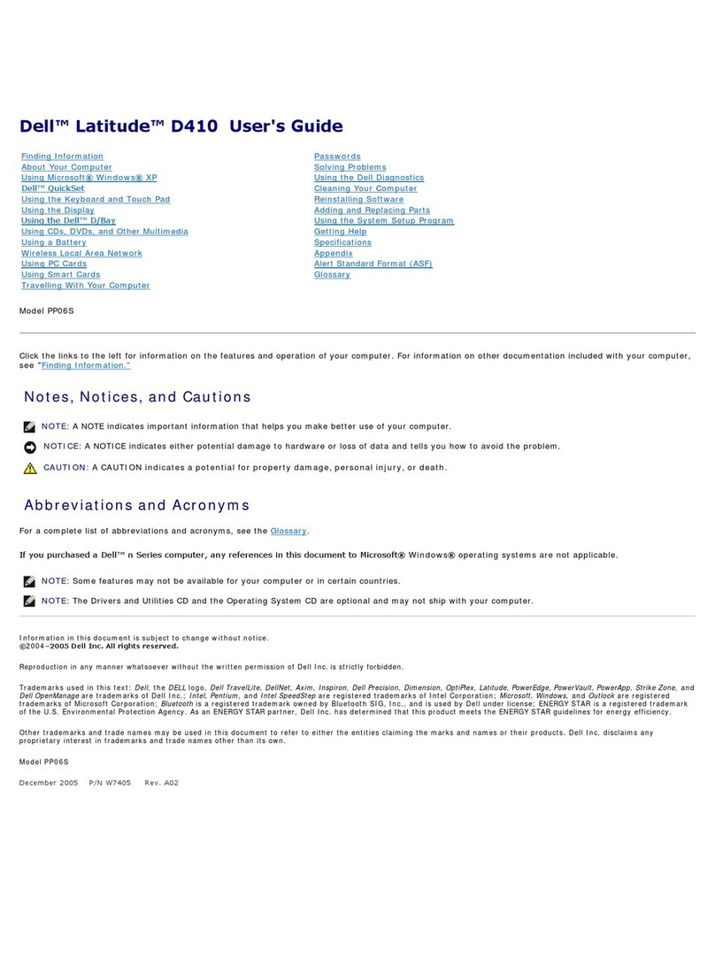 Dell Latitude D410 User manual Dell Latitude D410 User manual