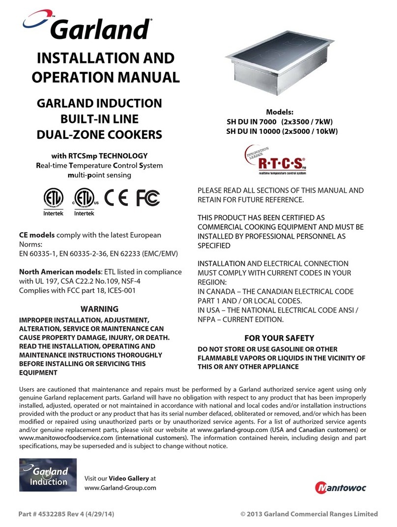 Garland SH DU IN 7000 Installation and operation manual Garland SH DU IN 7000 Installation and operation manual