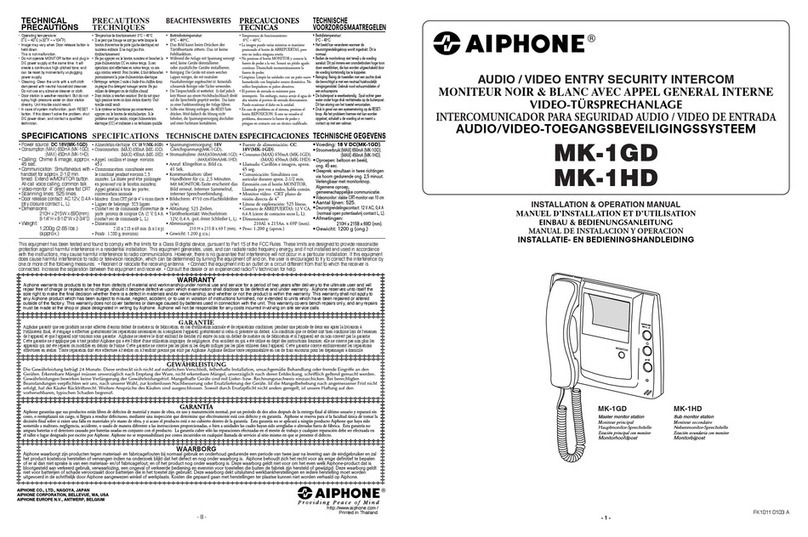 Aiphone MK-1GD? MK-1HD User manual