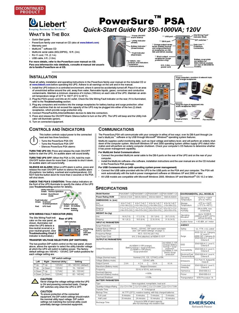 Liebert PowerSure PSA User manual