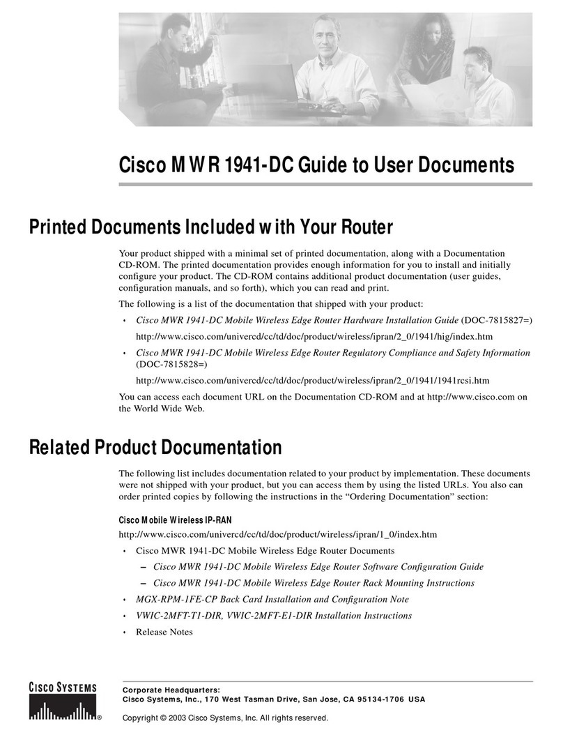 Cisco MWR 1941-DC - 1941 Mobile Wireless Router User manual Cisco MWR 1941-DC - 1941 Mobile Wireless Router User manual
