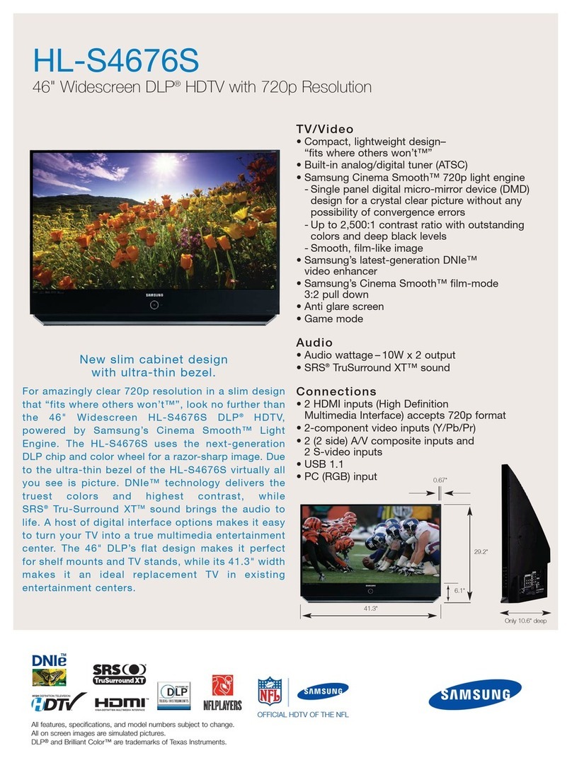 Samsung HL-S4676S - 46" Rear Projection TV Specifications