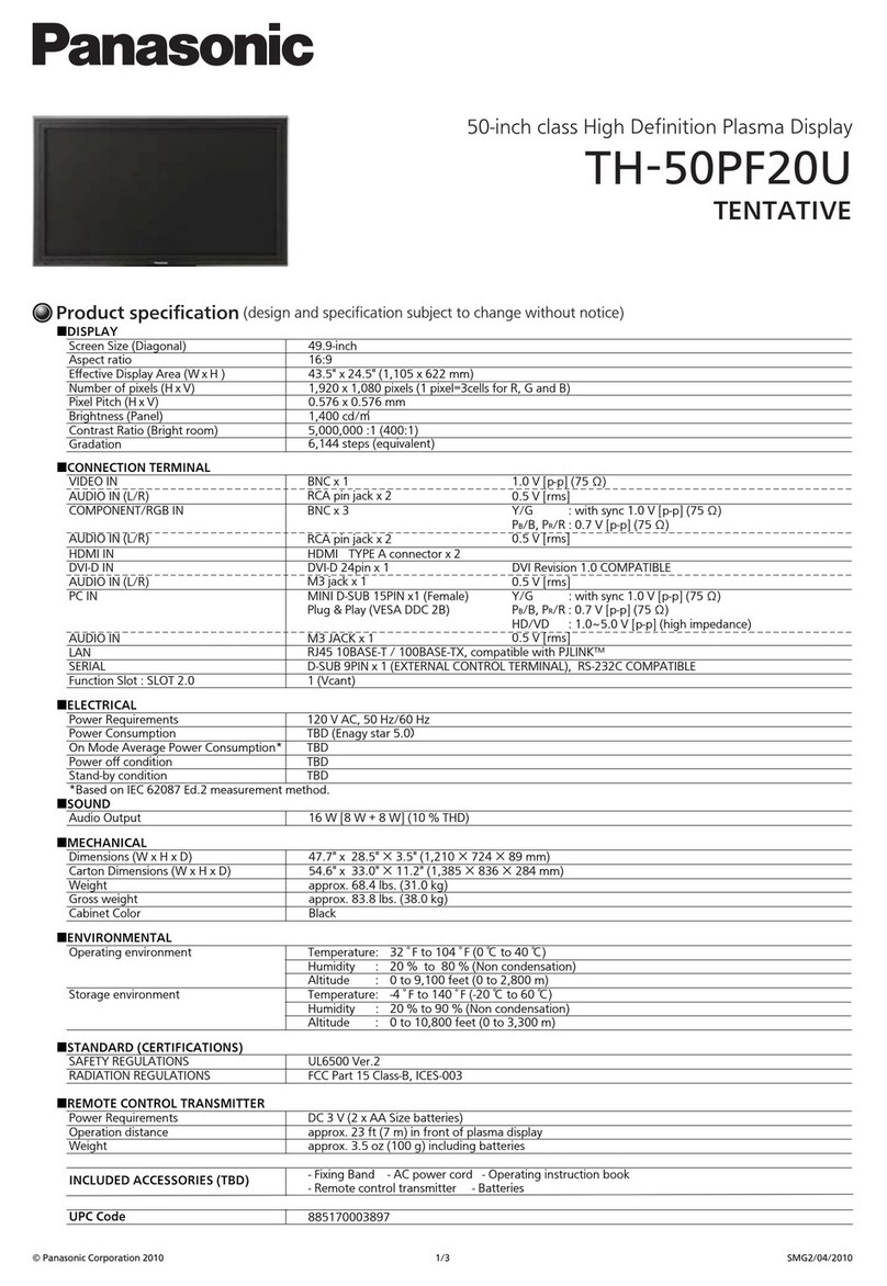 Panasonic TH-50PF20U User manual