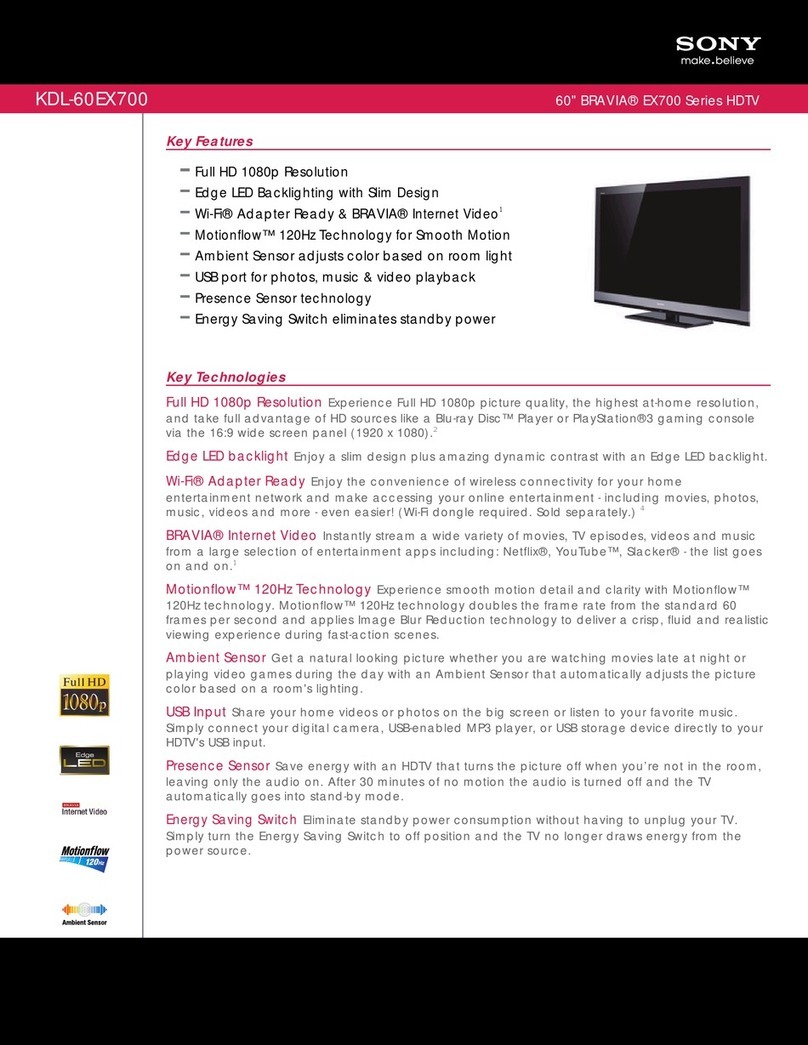 Sony BRAVIA KDL-60EX700 Owner's manual