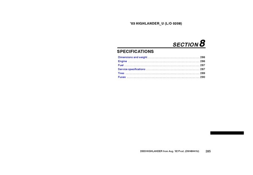 Toyota 2003 HIGHLANDER User manual