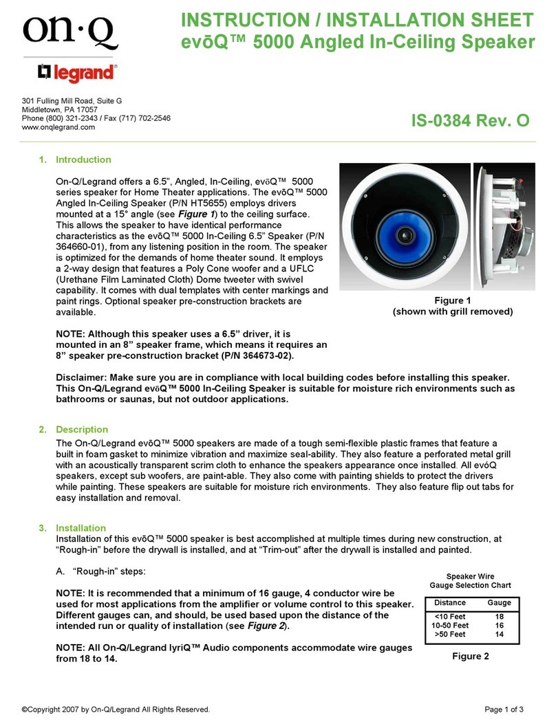 Onq ev?Q 5000 Instruction/installation sheet