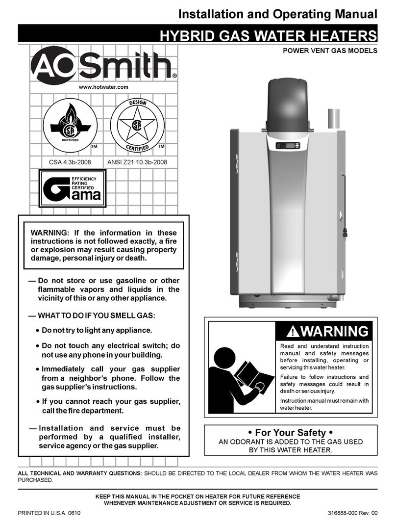 A.O. Smith POWER VENT GAS Installation and operating manual