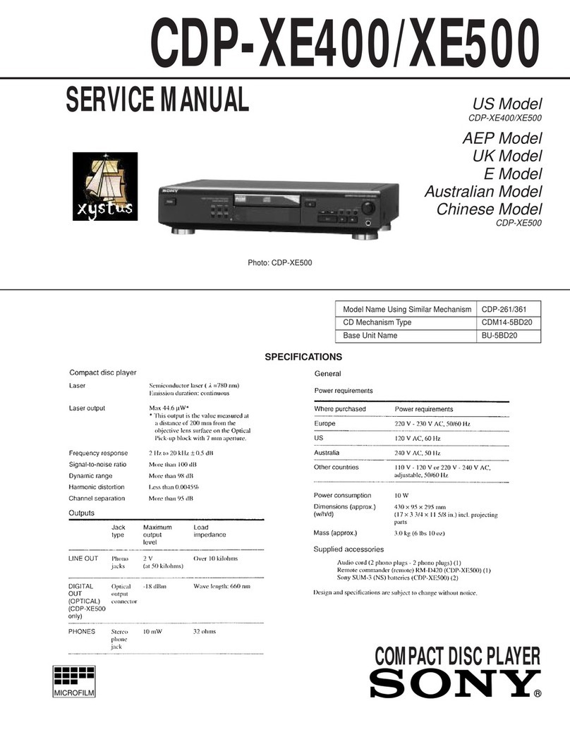Sony CDP-XE400 - Compact Disc Player Service manual