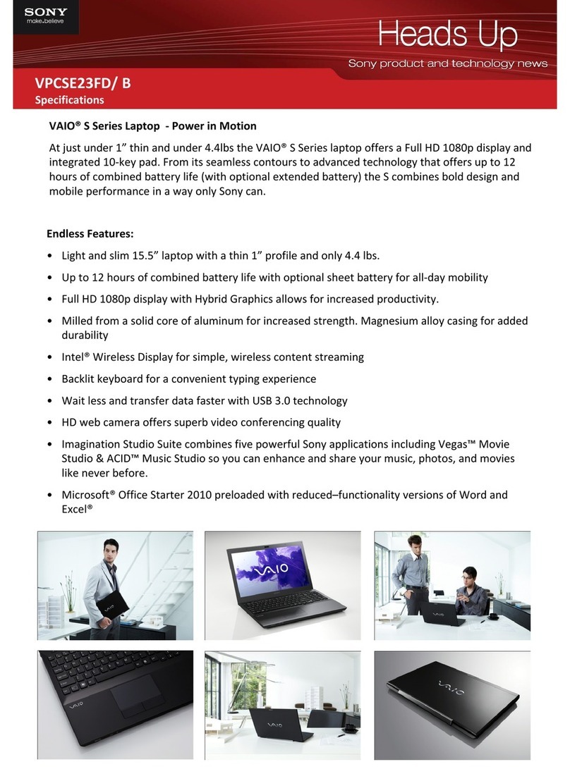 Sony VAIO VPCSE23FD Specifications