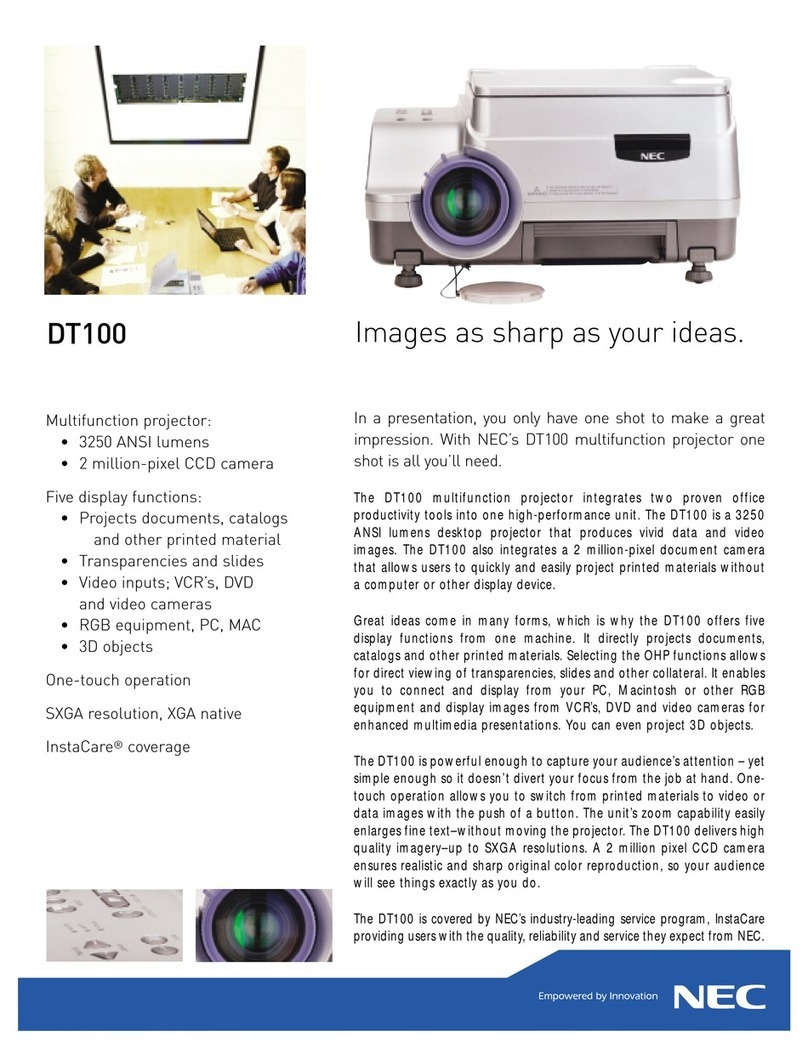 NEC DT100 - MultiSync XGA LCD Projector User manual
