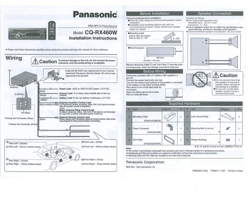 Panasonic CQ-RX460W User manual Panasonic CQ-RX460W User manual