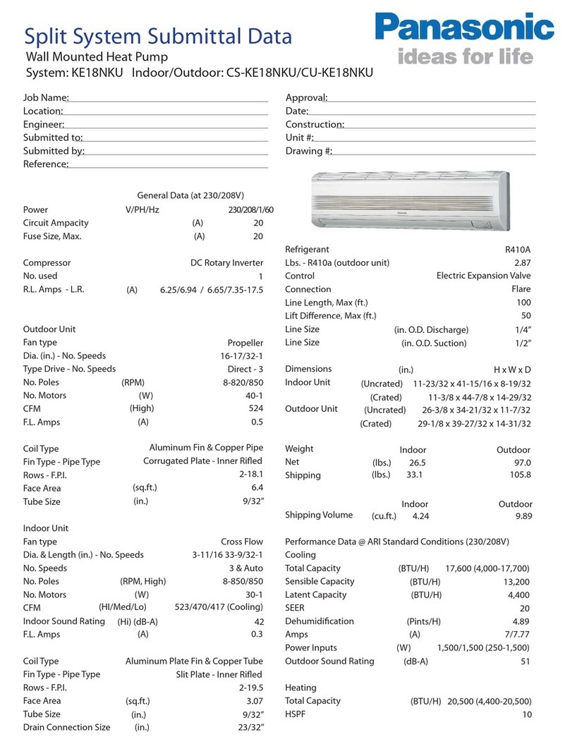 Panasonic CS-KE18NKU Installation and user guide