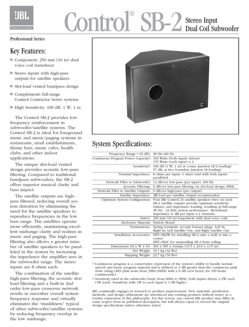 JBL Control SB-2 User manual JBL Control SB-2 User manual