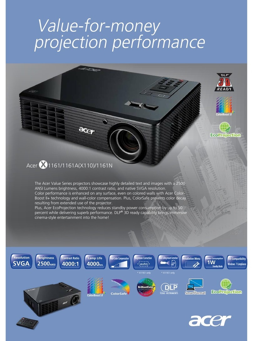 Acer X1161 Series Specifications