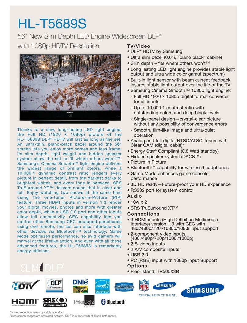 Samsung HL-T5689S - 56" Rear Projection TV User manual