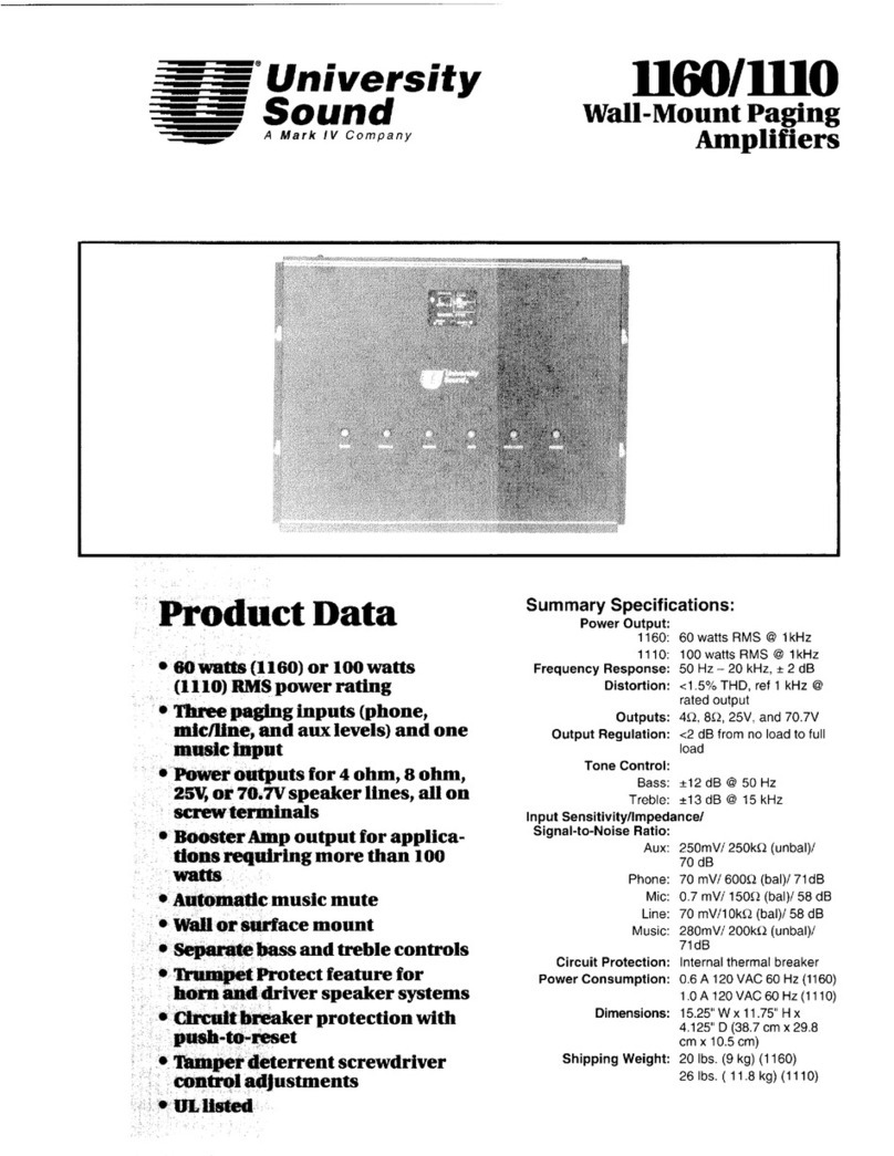 University Sound 1160 User manual University Sound 1160 User manual