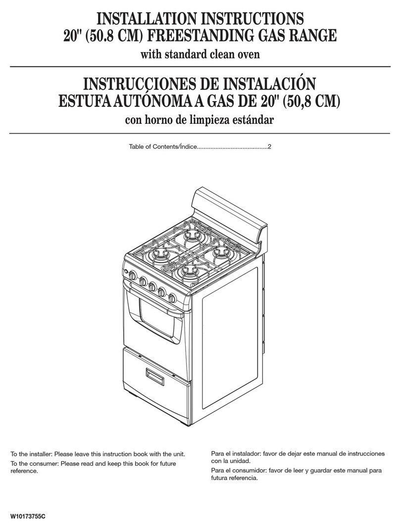 Amana FREESTANDING GAS RANGE installation instructions Amana FREESTANDING GAS RANGE installation instructions