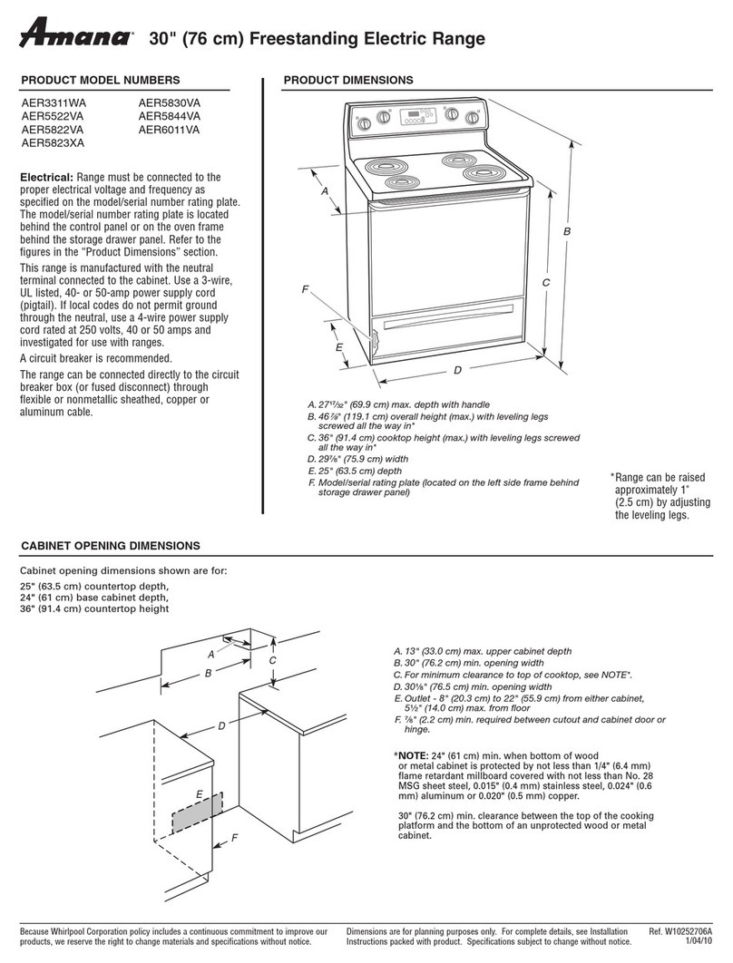 Amana AER5522VA Product dimensions