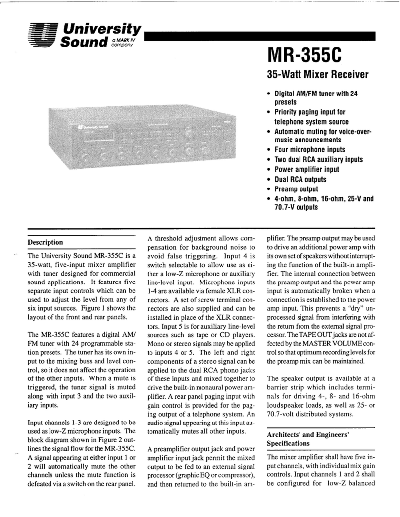 University Sound MR-355C Specifications