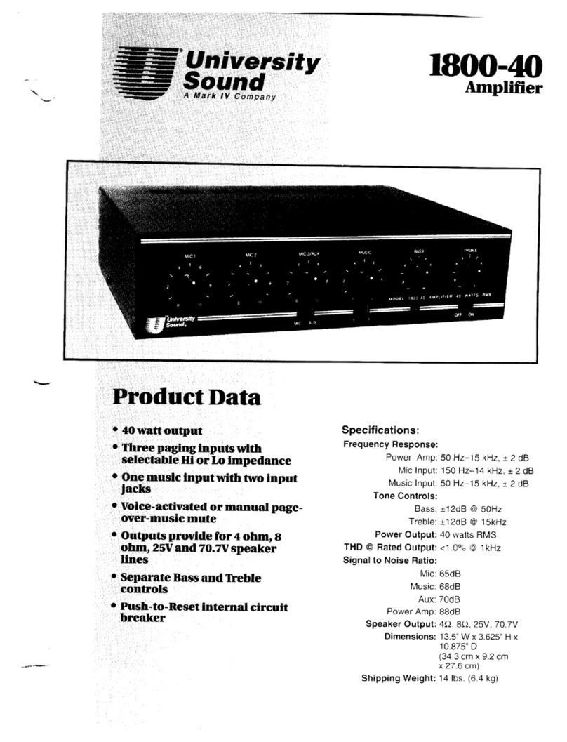 University Sound 1800-40 Product data