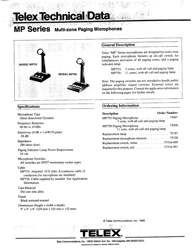 Telex MS Series Technical data