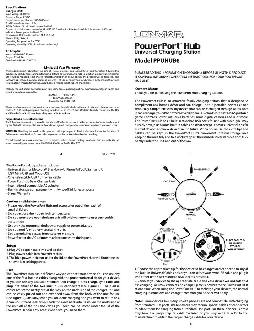Lenmar PowerPort PPUHUB6 owner's manual