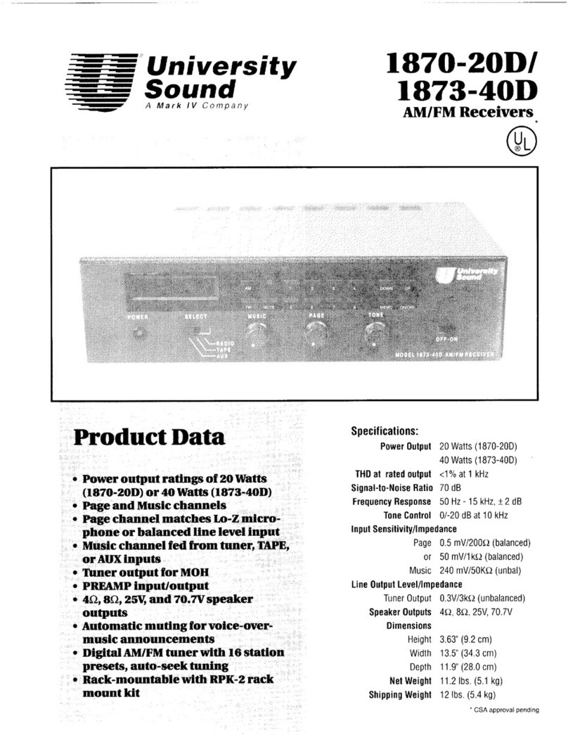 University Sound 1870-20D Product data