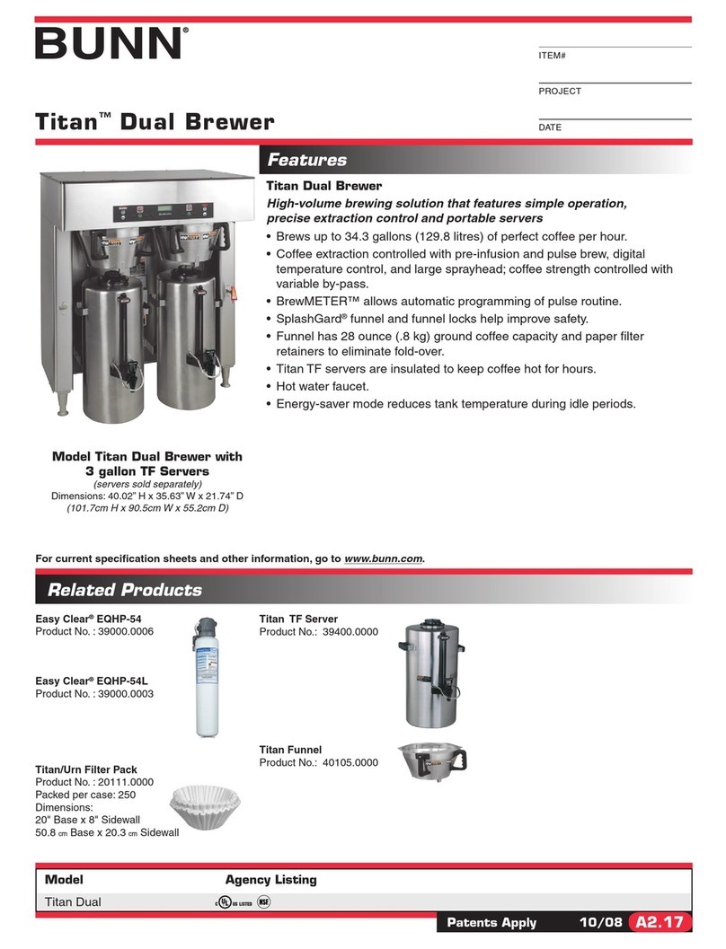 Bunn TITAN SINGLE Specifications