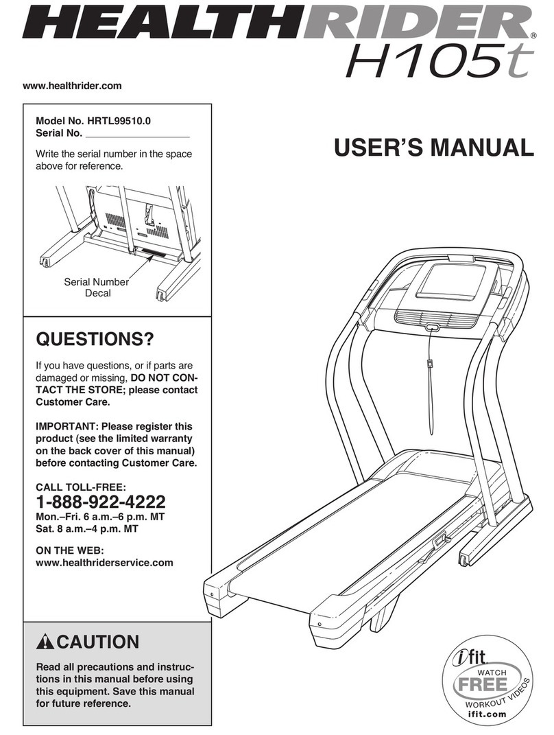 HEALTH RIDER H105t Treadmill user manual