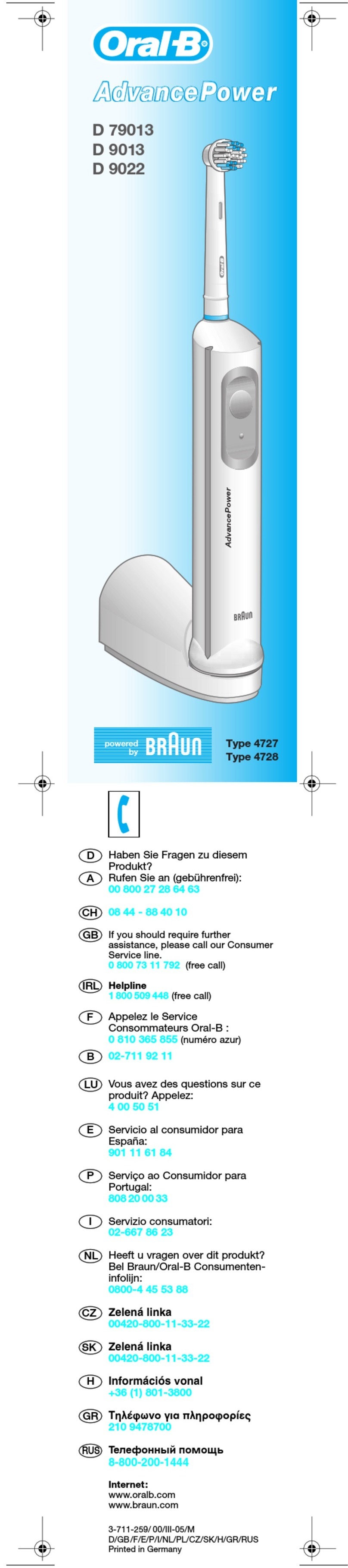 Braun Oral-B Advance Power D 79013 User manual