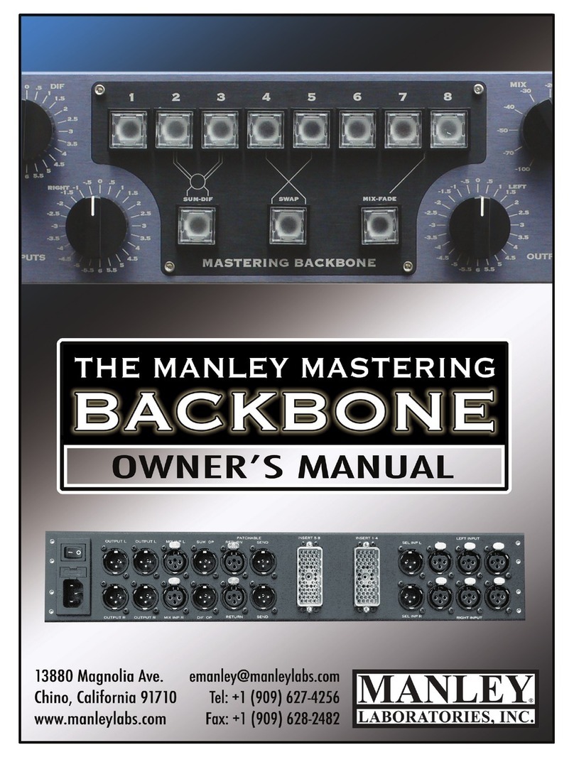 Manley Mastering Backbone owner's manual