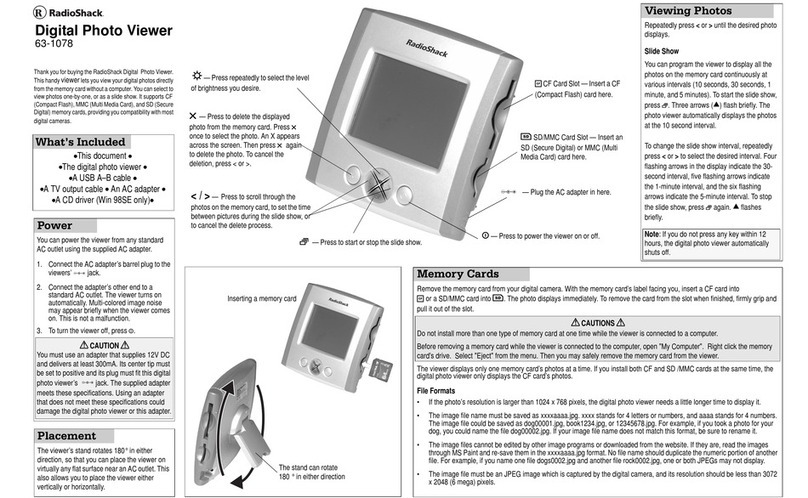 Radio Shack Digital photo viewer owner's manual