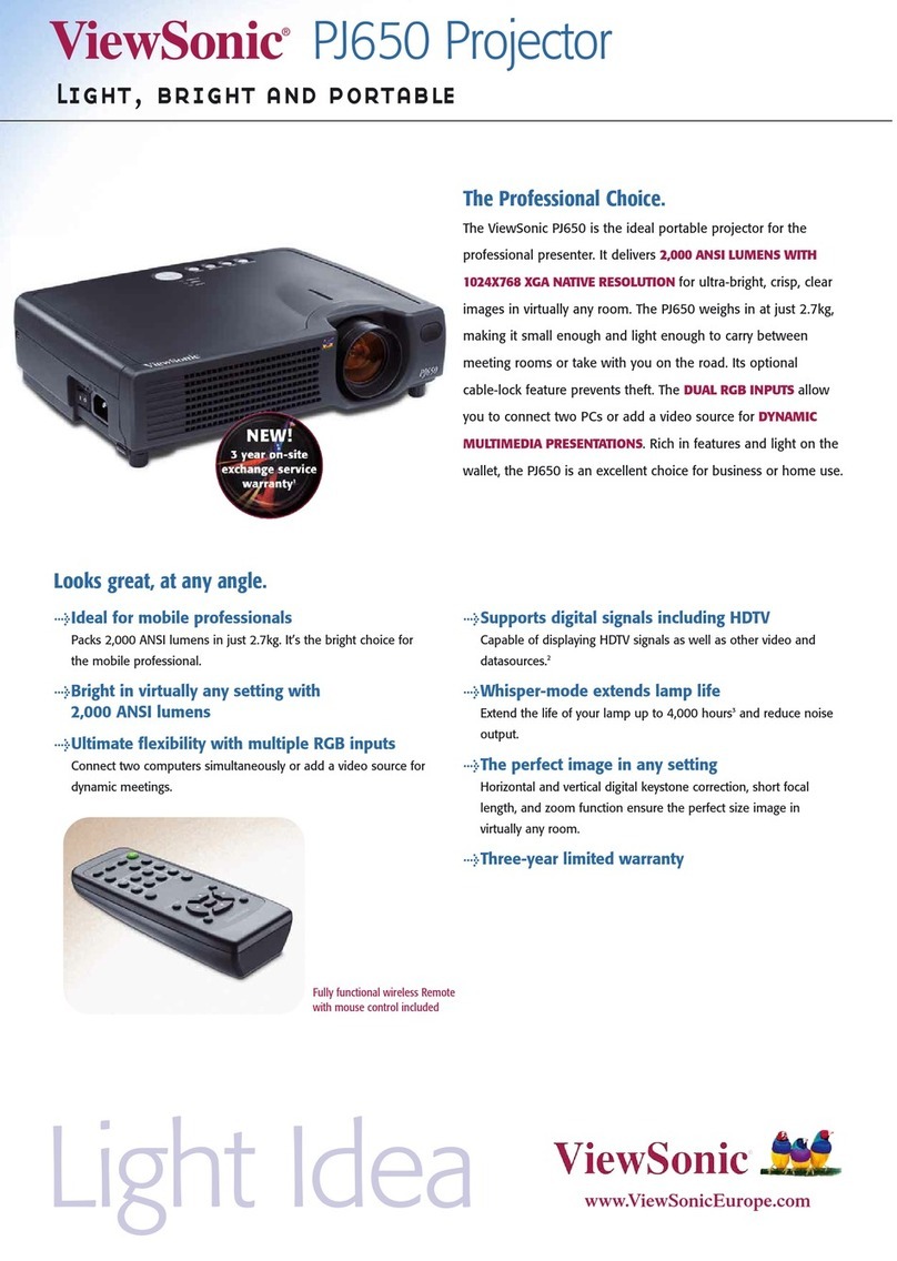 ViewSonic PJ650 Specification sheet