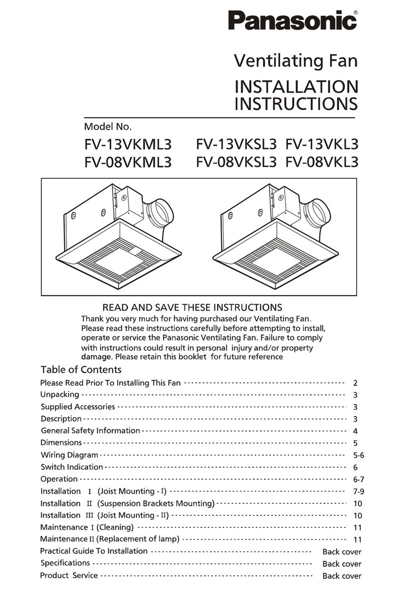 Panasonic WhisperGreen FV-13VKML3 User manual Panasonic WhisperGreen FV-13VKML3 User manual