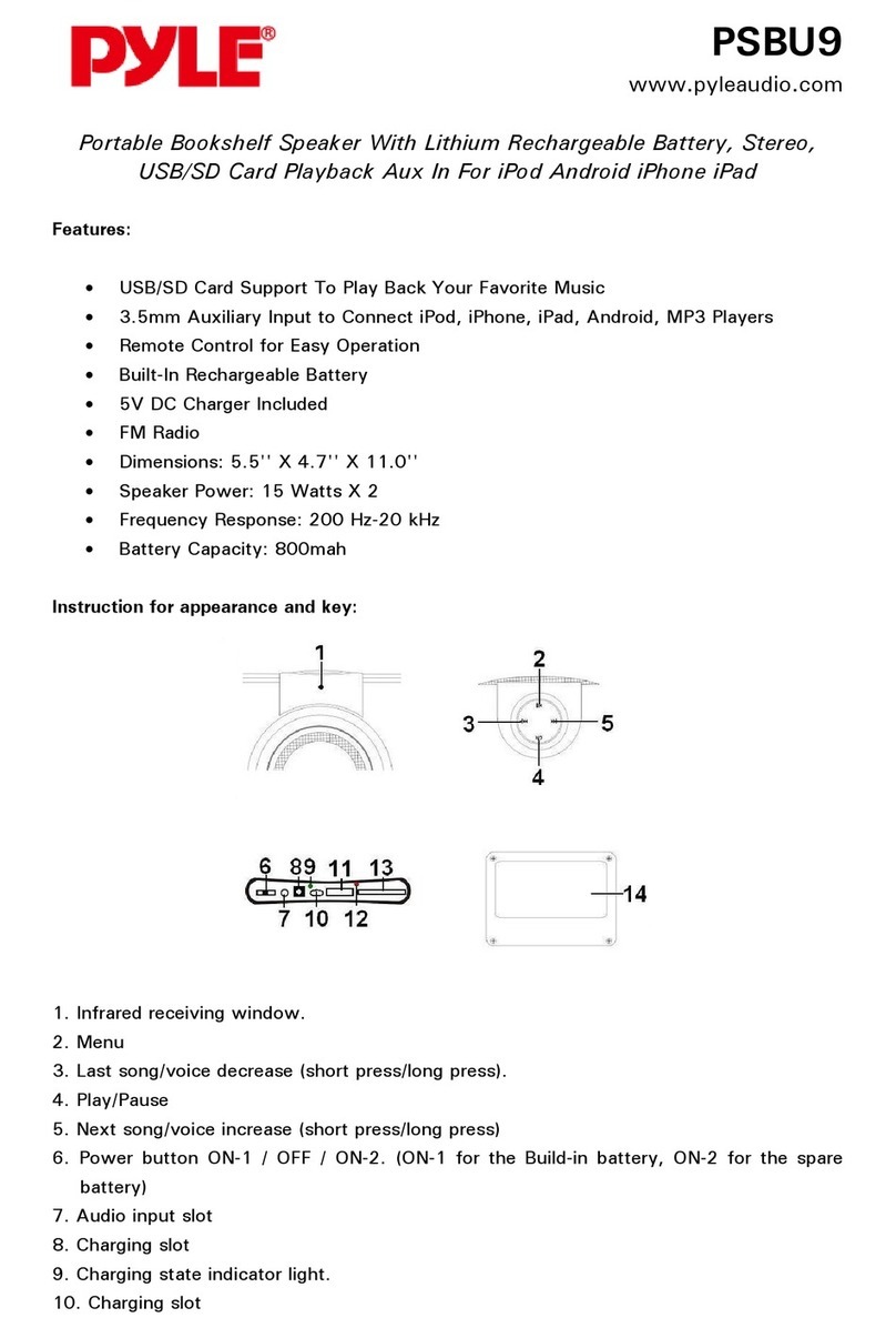PYLE Audio PSBU9 Specifications