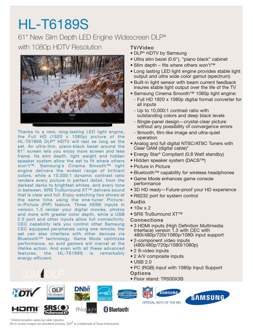 Samsung HL-T6189S - 61" Rear Projection TV User manual