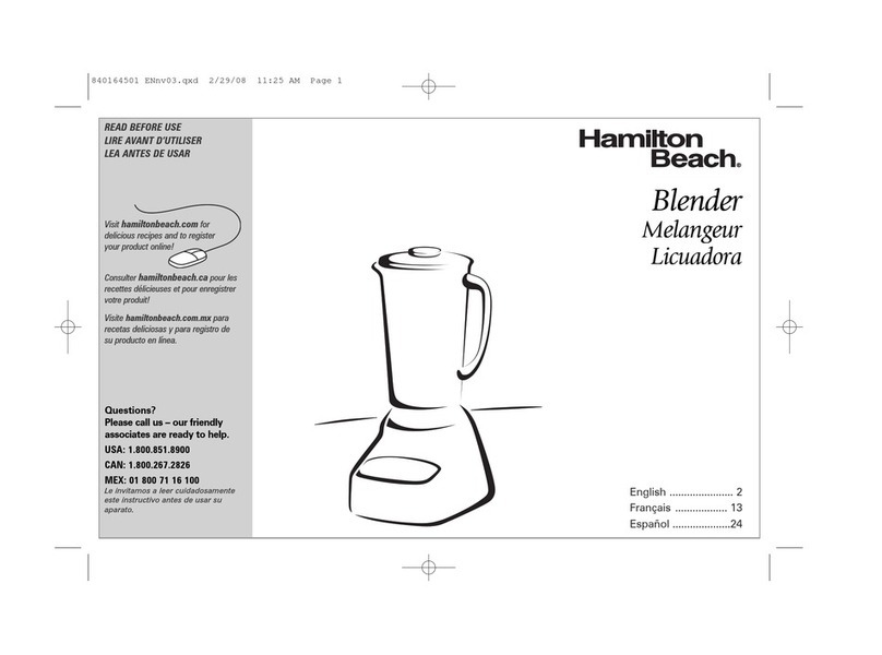 Hamilton Beach Blender instructions