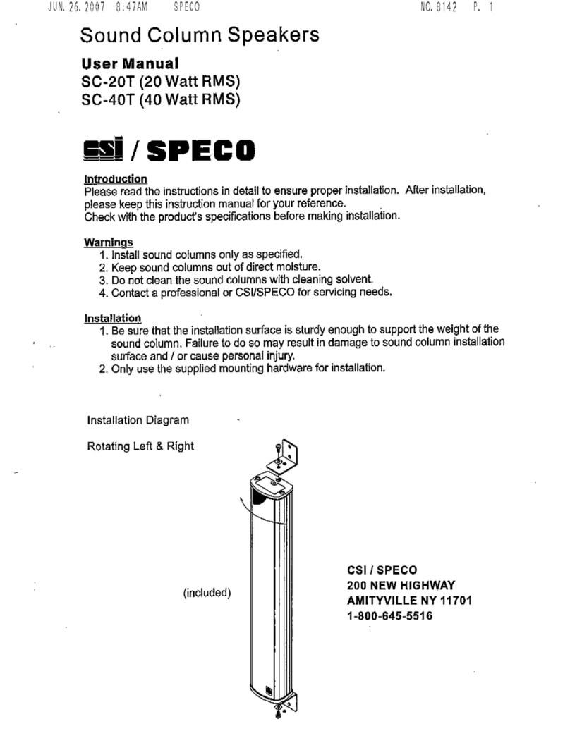 CSI/SPECO SC-20T (20 Watt RMS) user manual