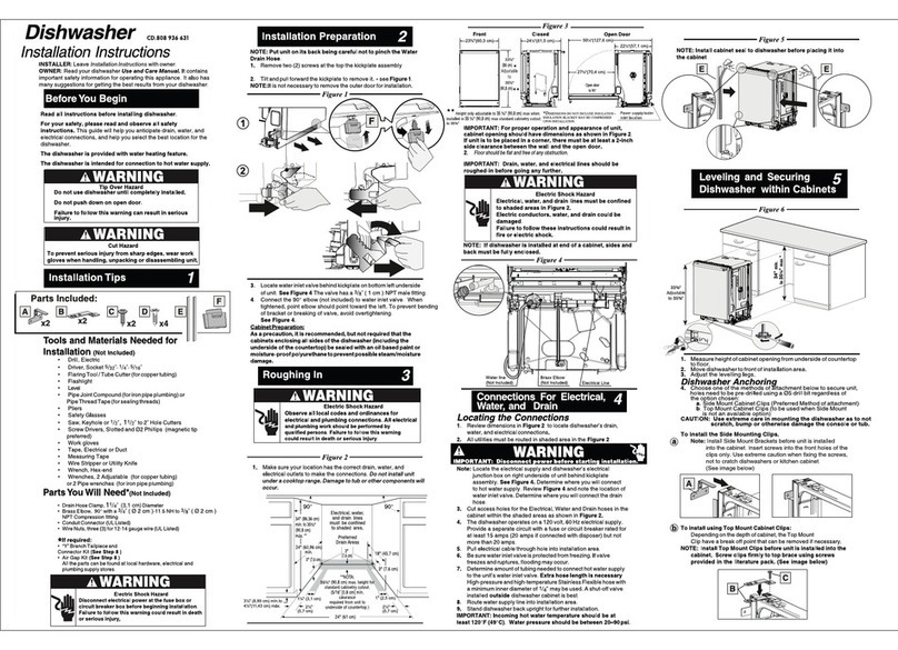 Frigidaire Dishwasher installation instructions