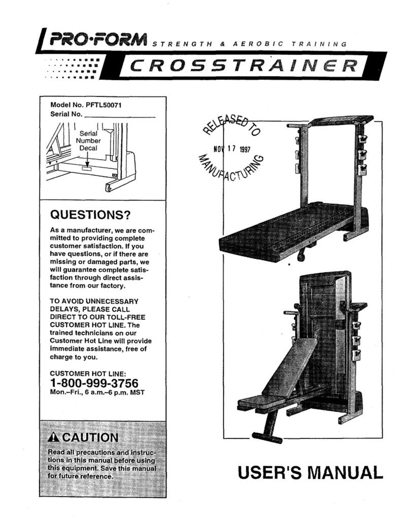 Pro-Form CROSSTRAINER User manual