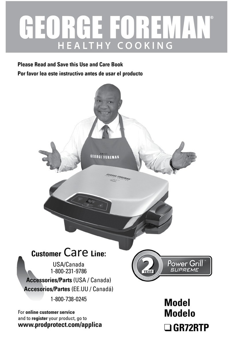 George Foreman Power Grill Supreme GR72RTP User manual