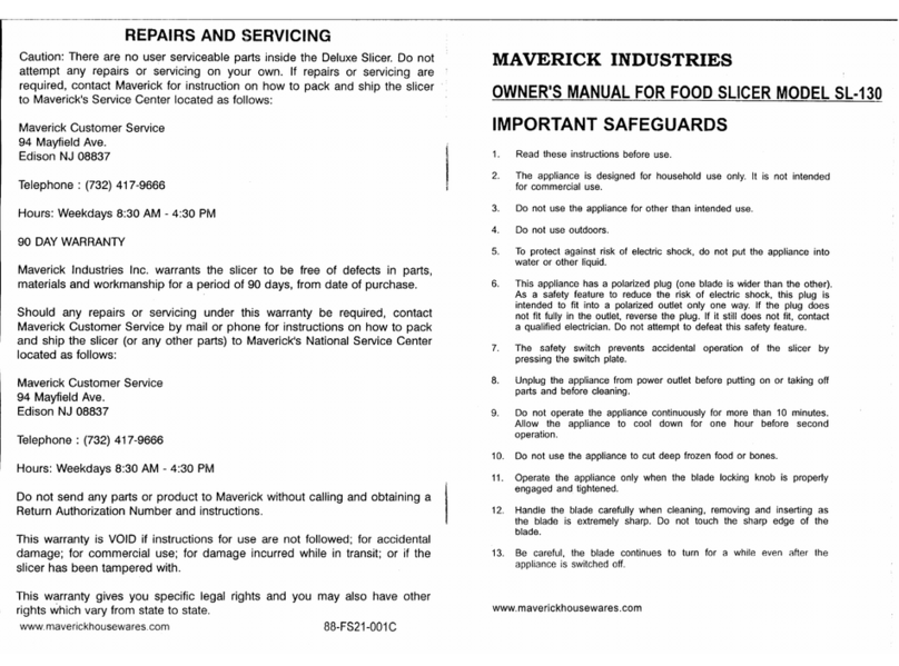Maverick SL-130 owner's manual