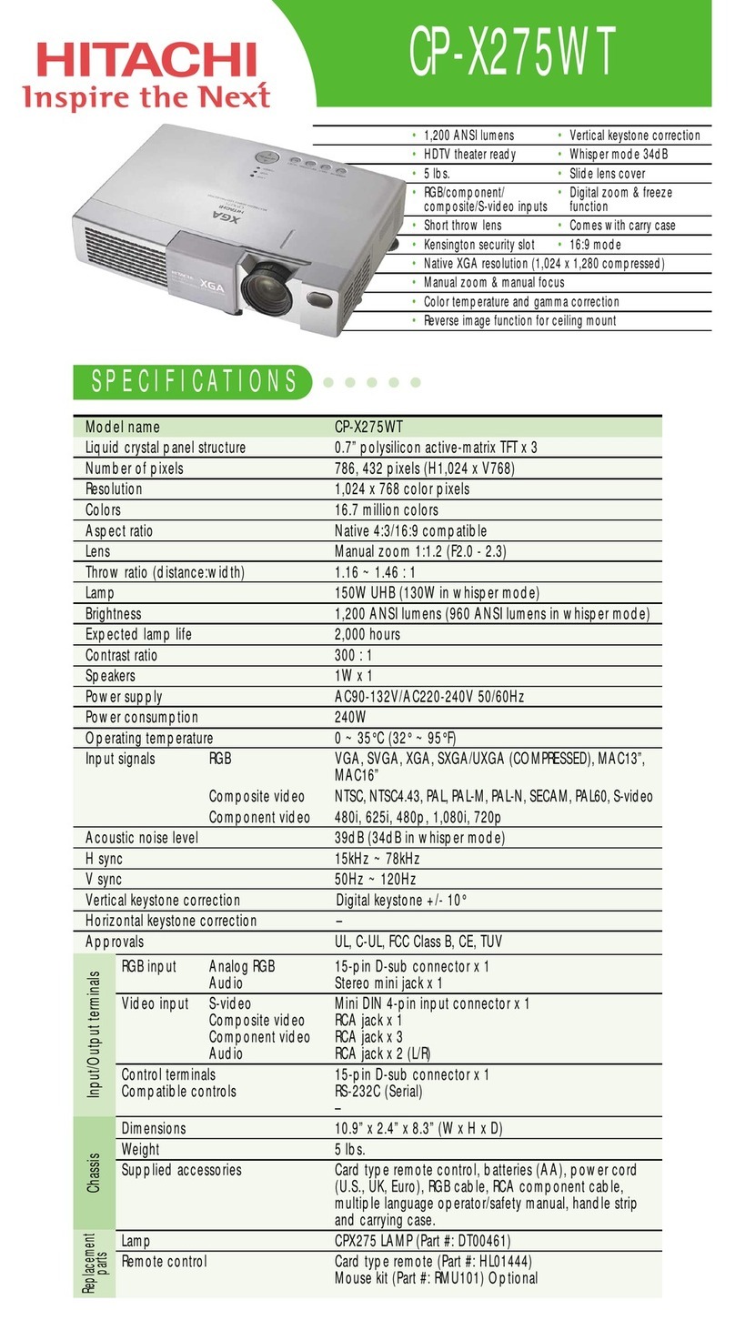 Hitachi CP-X275WT User manual
