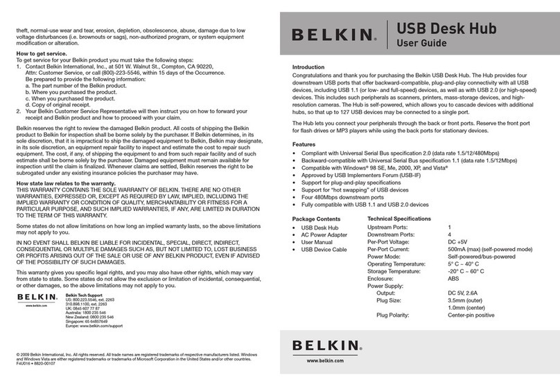 Belkin USB Desk Hub User manual Belkin USB Desk Hub User manual