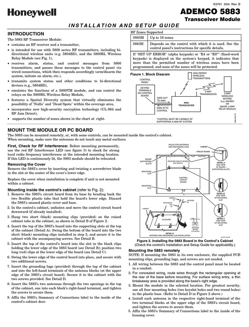Honeywell Ademco 5883 Assembly instructions